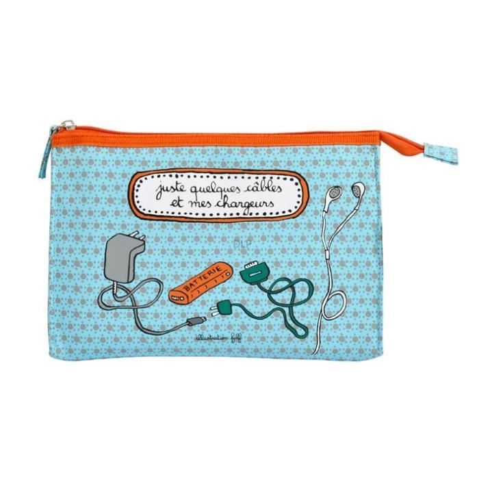 Trousse De Rangement À JUSTE CABLES & CHARGEURS - Pochette Pour Écouteurs  Batterie Idée Cadeau Original Femme Dlp Derrière La Porte - Cdiscount Maison