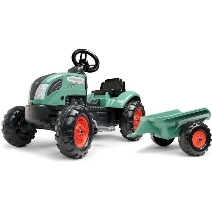 Tracteur à pédales Farm Lander - FALK - Avec remorque - Fabriqué en France - Contient au moins 50% de plastique recyclé - Dès 2 ans