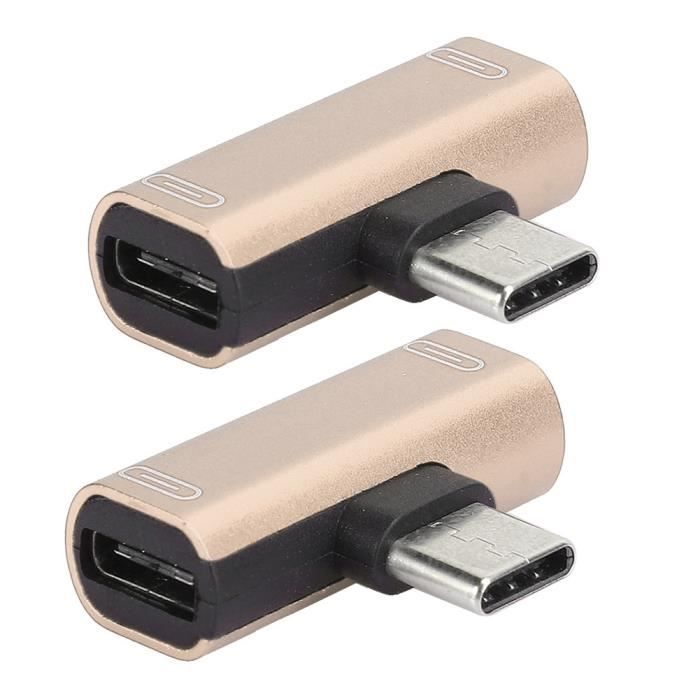 Fdit adaptateur USB 2PCS Type-C Convertisseur Splitter Double 2 En 1 vers  Casque Adaptateur Chargeur Audio USB Or (Or) - Cdiscount Informatique