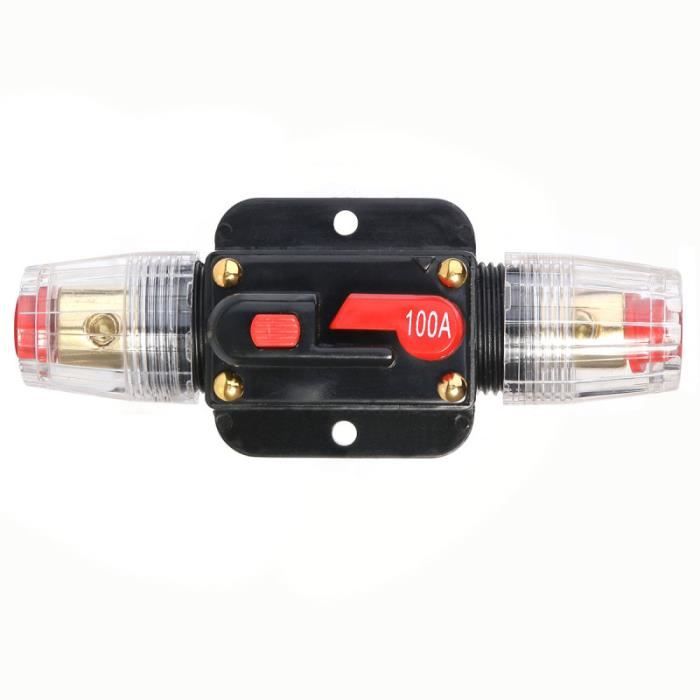 Disjoncteur Auto 100A 12V-24V DC Pour Voiture - Protection Surtension Audio/Vidéo - Réinitialisation Manuelle - Remplace Fusible
