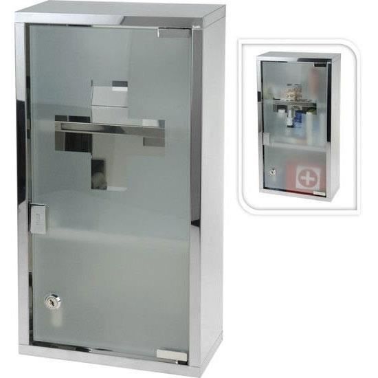 Grande Armoire A Pharmacie Murale Salle De Bain Inox Brosse Verre Fermeture Cle Achat Vente Armoire A Pharmacie Grande Armoire A Pharmacie Cdiscount