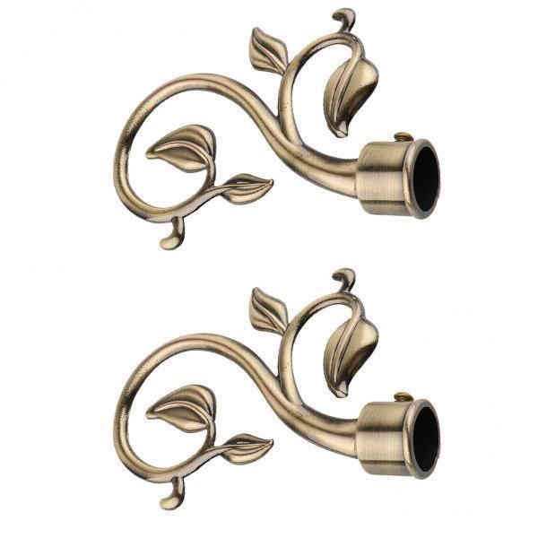 Paire D'embouts De Tringle à Rideaux En Bois Blanc - Vintage Occasion