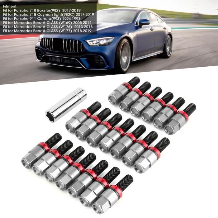 Jeu De 5 Écrous De Roue à Clé Sécurité M12 X 1.5 - Alliage D'Aluminium Noir - Pour Voiture, Compatible Avec Clé à Molette Standard