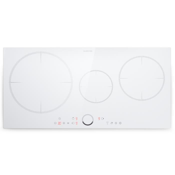 Klarstein delicatessa Plaque de cuisson vitroc&eacute;ramique encastrable &agrave; induction 3 zones 6000w Blanc 