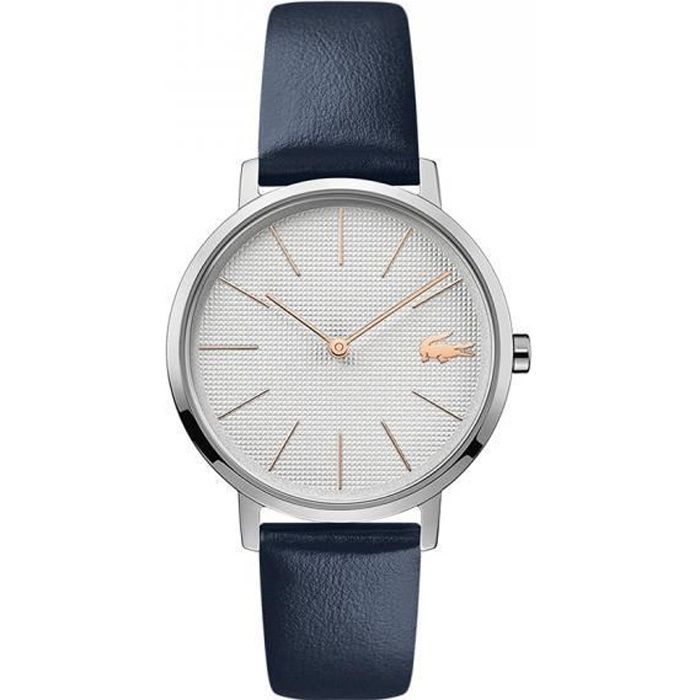Montre Femme Lacoste Moon Argent Blanc Bracelet Cuir Bleu