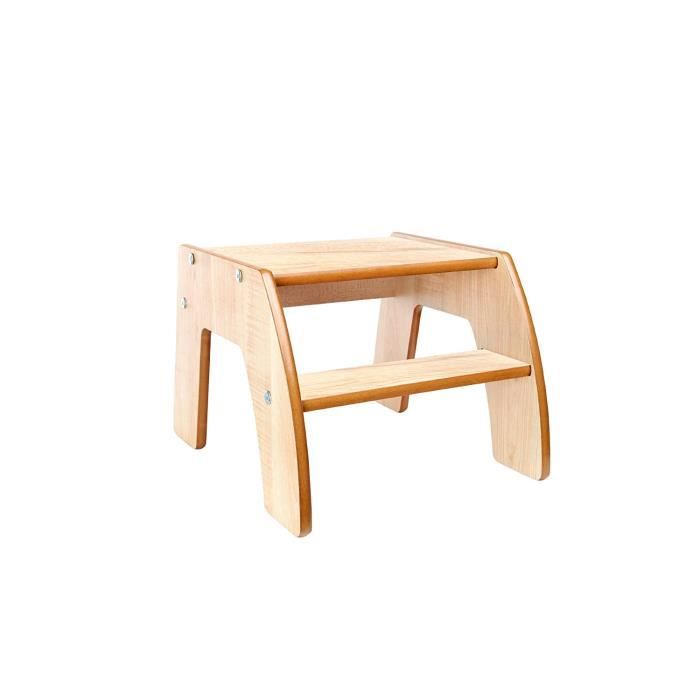 Marchepied En Bois Cateam Pour Enfants - Tabouret Extensible Et Stable - Blanc - Pour Salle De Bain Et Chambre