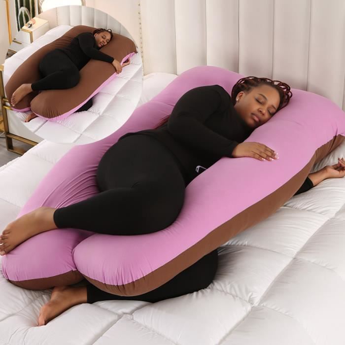 Coussin De Grossesse En C - Housse Lavable, Soutien Dos/Hanches/Jambes - Gris Velours - Maternité/Allaitement - 4