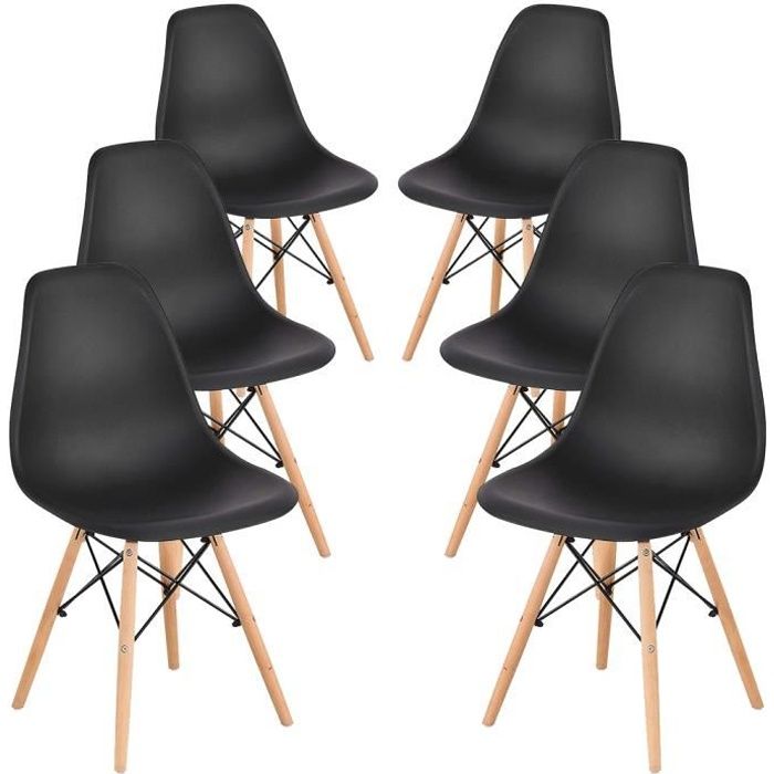 chaises de cuisine - mengda - lot de 6 - noir - contemporain - design - intérieur