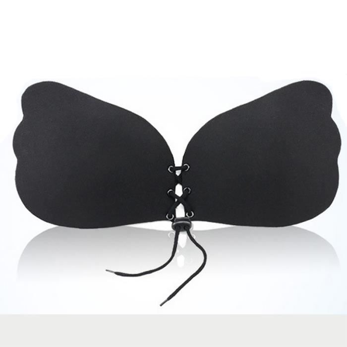 Soutien-Gorge Adhésif Push Up Silicone Sans Bretelles Dos Nu A B C Noir ...