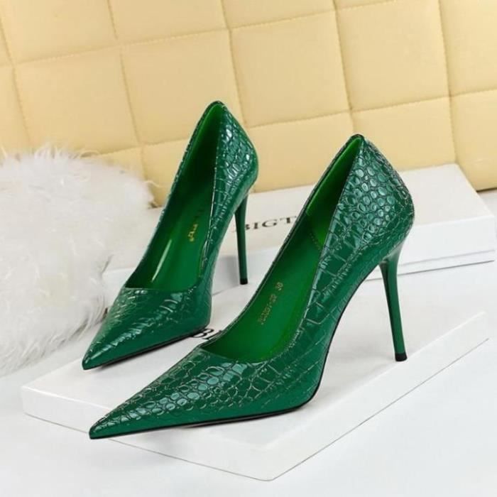 Escarpin Femme TaloWT hauts Cuir verni serpent veine Vert WT