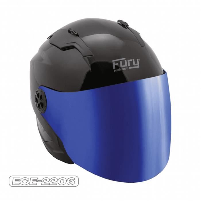 Casque jet avec visière longue ajustable et pare-soleil à
