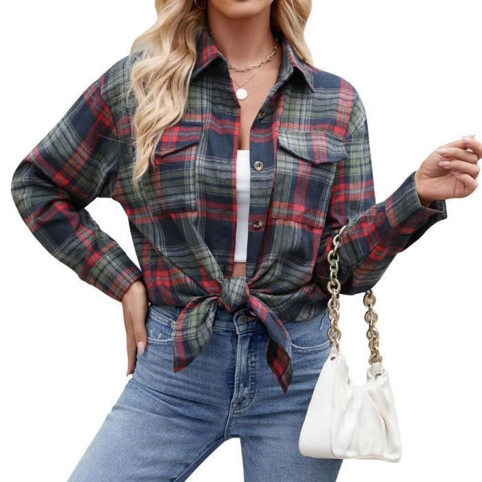 Chemise Cabelas à Carreaux Bleue – Femme Taille M – Manches Longues, Légère