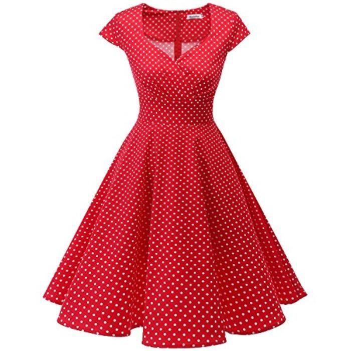 Robe ODLTD 50 s 60 s une ligne Rockabilly robe Cap manches Vintage Swing Party Dress Taille-32 