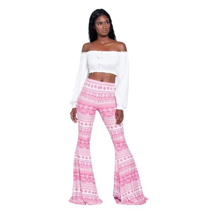 Pantalon femme taille haute decontracte serre pantalon bas de cloche pantalon large evase WYE90425001HXL Rose Cdiscount Pret a Porter