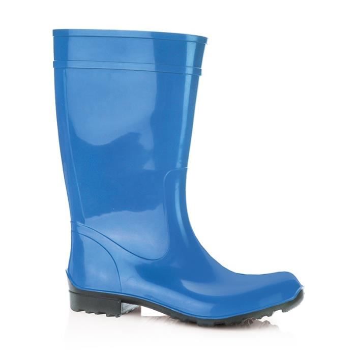 bottes de pluie en caoutchouc imperméables pour femmes - lemigo - bleu - talon droit - tailles 36-65