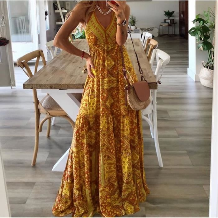 Robe De Plage Femme Gosunny - Longue, Sans Manches, Bandeau élastique | Style Bohème, Imprimé Floral, Fente Devant - 6
