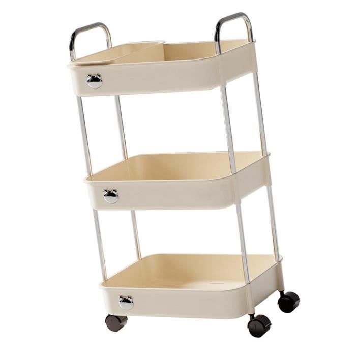 Chariot De Rangement 3 Niveaux Avec Roulettes | Desserte Mobile Pour Salle De Bain, Cuisine, Bureau – Blanc Ou Noir