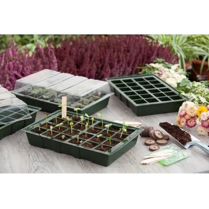 Yxs Kit de germination à 4 plateaux pour germination sans sol et plateaux de rangement avec étagère et couvercles en acier inoxydable 
