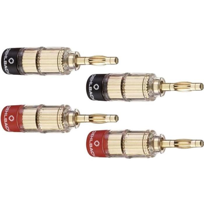 Fiche haut-parleur mâle droit Oehlbach 3020 or, rouge, noir 4 pc(s ...