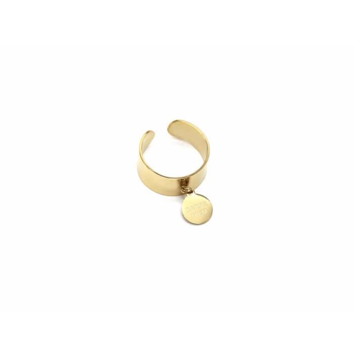 Bg288f Bague Ouverte Large Avec Pampille Medaille Carpe Diem