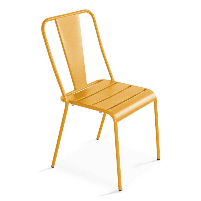 Chaise en métal bistrot jaune Dieppe - Oviala