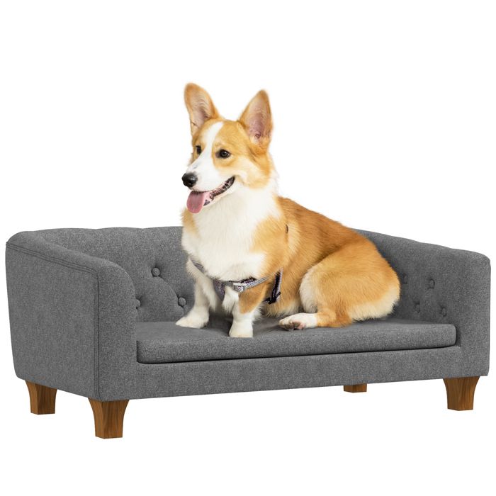 Canapé-lit Pour Chien Grand Format (jusqu'à 27 Kg) - Housse Amovible Lavable, Fond Antidérapant - Beige, 99 X 71 Cm