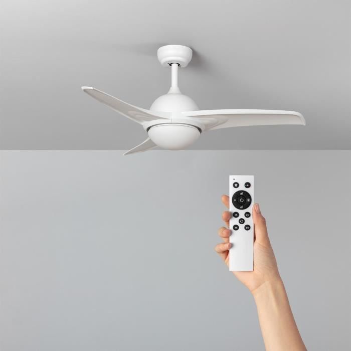 Ventilateur De Plafond Avec Lumière LED 53x30cm Pales Rétractables, Silencieux, 6 Vitesses Telecommande Et Lumiere Dimmable 3 Tons 96042882