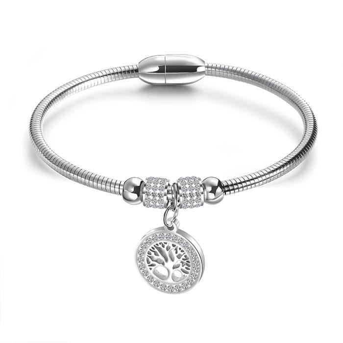 SHARPHY Bracelet femme Nouveau 2021 diamant arbre de vie acier au titane magnétite mode élégant