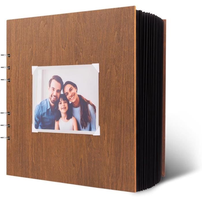 Album Photo Scrapbooking DIY 17x17 Cm - 2 Pièces, Pages Noires, Couverture Personnalisable