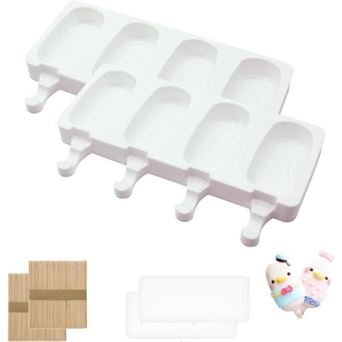 Moules à Glace En Silicone - Lot De 2 Avec Bâtonnets Et Couvercles - Formes Amusantes (pastèque, Vache, Etc.)