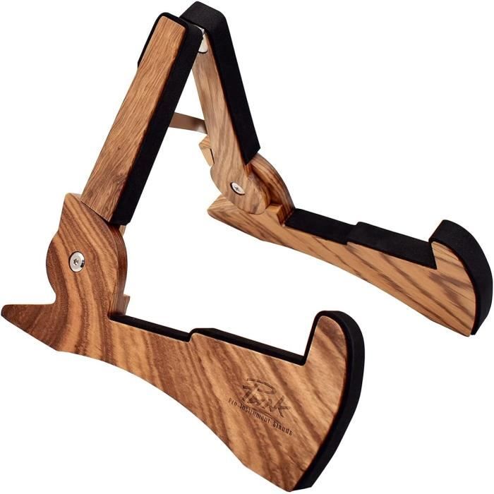 Support Double GS-1 Ruach En Noyer Massif Pour Guitares Acoustiques Et Électriques - Présentation Élégante