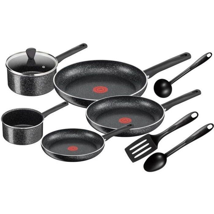 TEFAL C2649202 Brut Batterie de cuisine 9 pièces effet pierre - Induction