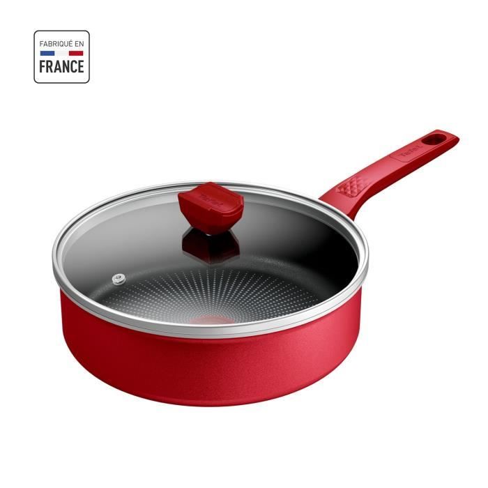 TEFAL Sauteuse 24 cm, Induction, Revêtement antiadhésif, Couvercle verre, Ergonomique, Fabriqué en F