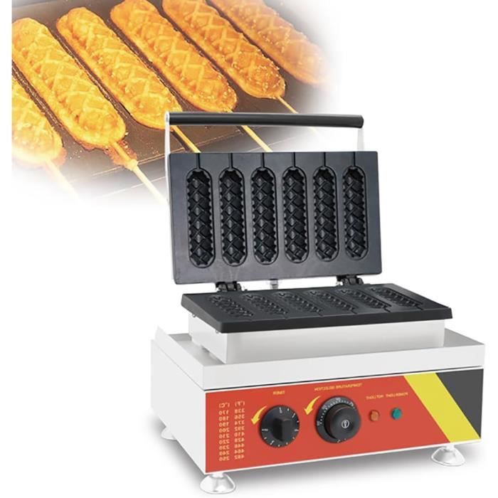 1500W Commercial French Hot Dog Waffle Maker Iron Machine, Electric