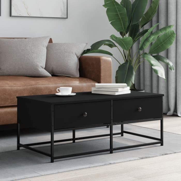 vidaXL Table basse noir 100x51x40 cm bois dingénierie 833970