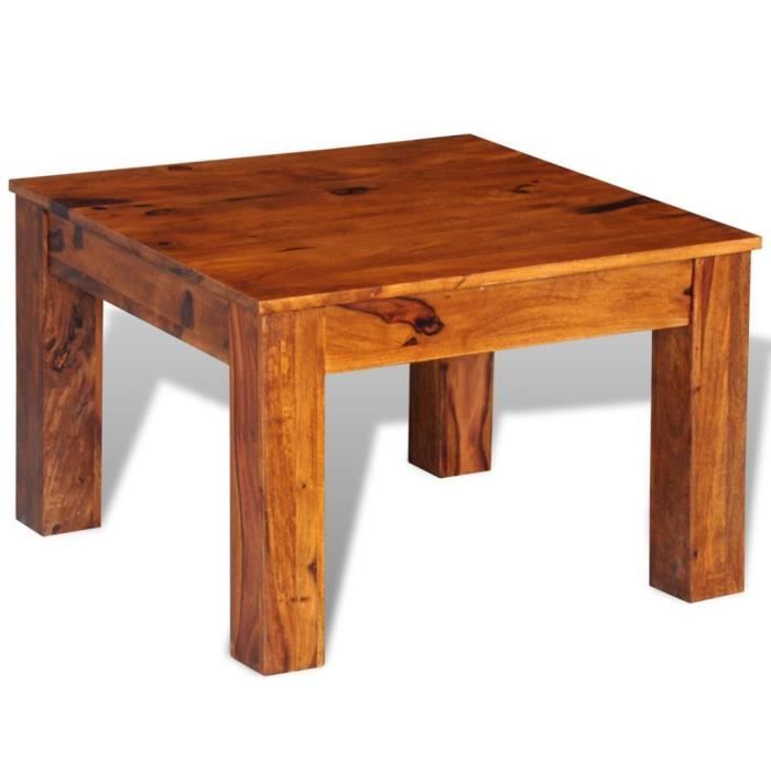 VidaXL Table basse Bois massif de sesham 60 x 60 x 40 cm  Cdiscount Maison