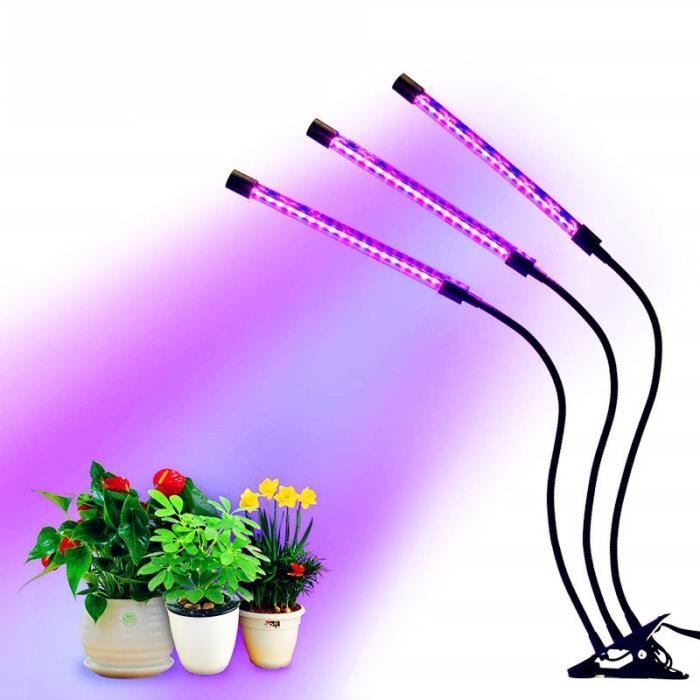 Lampe de Plante - YIKXIULF - 3 Têtes - 80 LEDs - Éclairage Horticole - Minutage Automatique