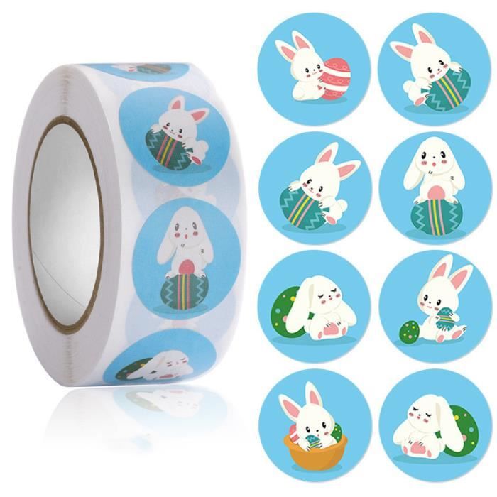 Lot De 8 Feuilles Papier Cadeau Pâques Avec Autocollants - Motifs Lapins, Poussins Et Œufs Colorés 70x50 Cm