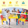 Ensemble Table et Chaises pour Enfants,Multifonctionnelles en Plastique pour Enfant avec Alphabets, Cadeau Educatif pour Enfant-1