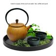 BEF Table de service de plateau de thé antidérapant rond en bois (noir 27 cm)-1
