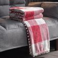 Couverture à carreaux de Noël Jeté de Canapé Blanket pour Sofa Fauteuil Idée Cadeau Couvertures en Peluche rougeSL 150*200CM-1
