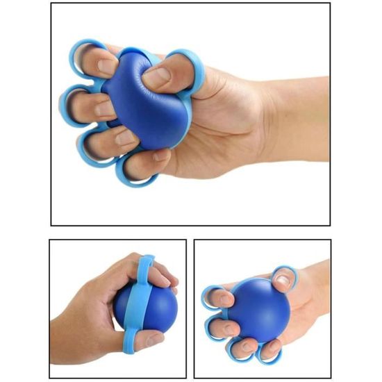 Balle De Thérapie Hexagonale En Gel Silicone Bleu – Renforcement Poignet & Doigts – Exercice Main & Anti-Stress