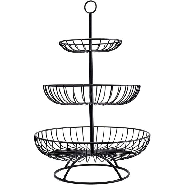 Corbeille à Fruits - VERSA - 2 étages - Métal - Argent - Contemporain - Maison