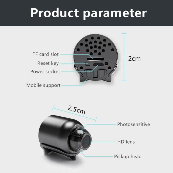 Caméra Mini Cachée Caméra Espion Tiantianle WiFi 1080P - Mini Caméra Surveillance Intérieure - Détection Mouvement Vision Nocturne - 1400 MAh Camera Tapo