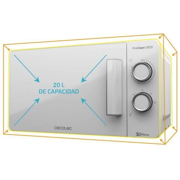 Micro-ondes Cecotec ProClean 4010/ 700W/ Capacité 23L/ Blanc