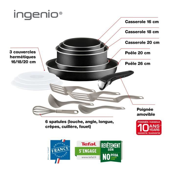 Batterie de cuisine Tefal Ingenio Essential (L2009902) 8 pièces (Inox) à  prix bas