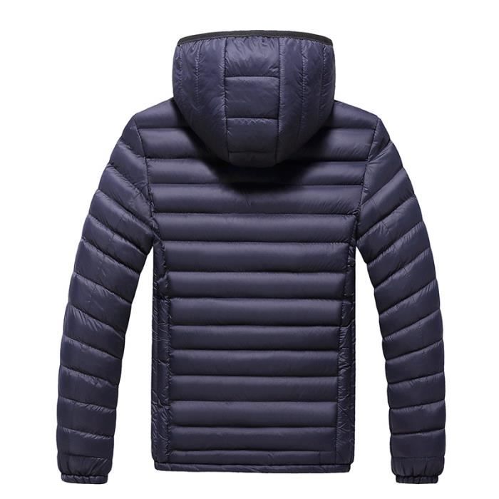 Doudoune homme de Marque a capuche detachable doudoune Vetement Masculin epaississant courte Bleu Cdiscount Pret a Porter