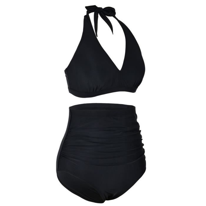 SHEKINI Femmes Triangle Halter Bikini Set Collage Couleur Maillot