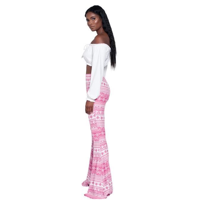 Pantalon femme taille haute decontracte serre pantalon bas de cloche pantalon large evase WYE90425001HXL Rose Cdiscount Pret a Porter
