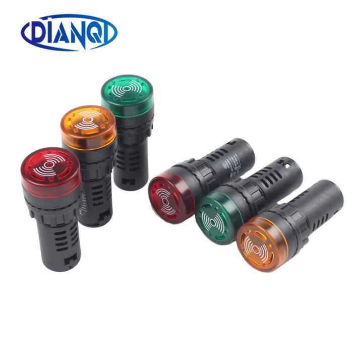 16mm Yellow 24v Flash Signal Rouge LED Actif Buzzer Bip Alarme ...
